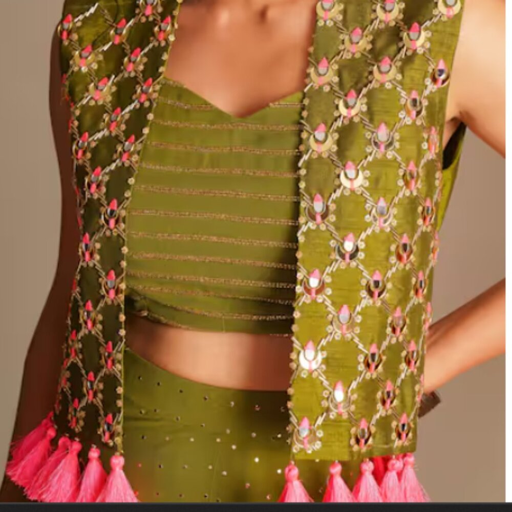 Indo/Western fusion Pant and Crop Top with jacket